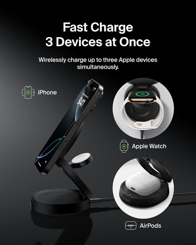 Detalle 2 de Belkin 3‑in‑1 MagSafe Charger 15W