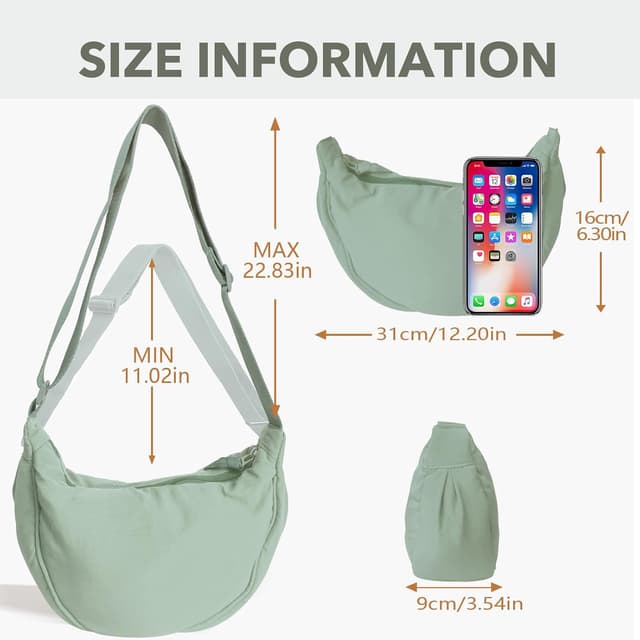 Detalle de Uwiyo Crescent Bag for Women in Nylon – dumpling-style crossbody with adjustable strap