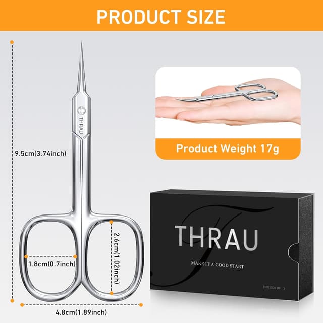 Detalle 2 de THRAU Forbici per Cuticole extra sottili con lama curva in acciaio inox