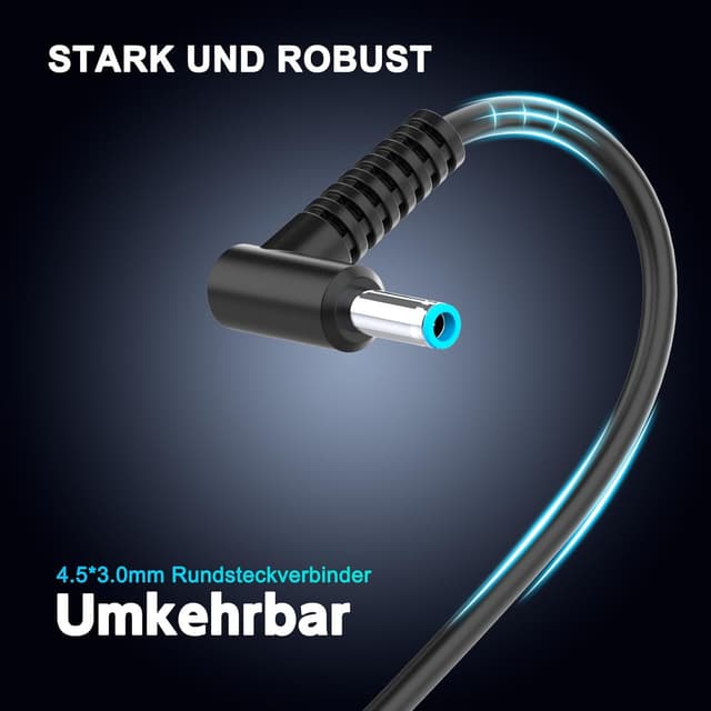 Detalle de 150W Laptop-Ladekabel / Netzteil kompatibel mit HP Omen, Pavilion Gaming, ZBook & EliteBook (4,5 x 3,0 mm)