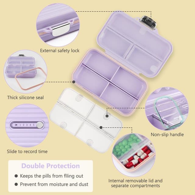 Thumbnail 3 de AOGOE Pilulier Portable 7 compartiments