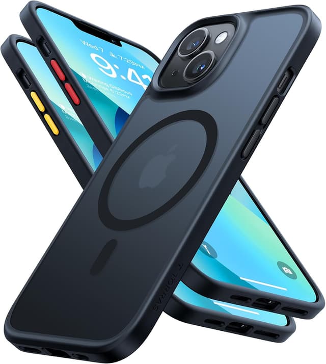 Detalle de TORRAS Guardian-Mag Hülle für iPhone 14 mit MagSafe – stoß- und kratzfest, matt schwarz