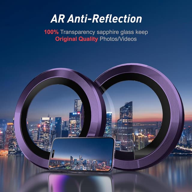 Detalle de Jeluse Camera Lens Protector with 9H Tempered Glass and Alignment Kit for iPhone Pro models