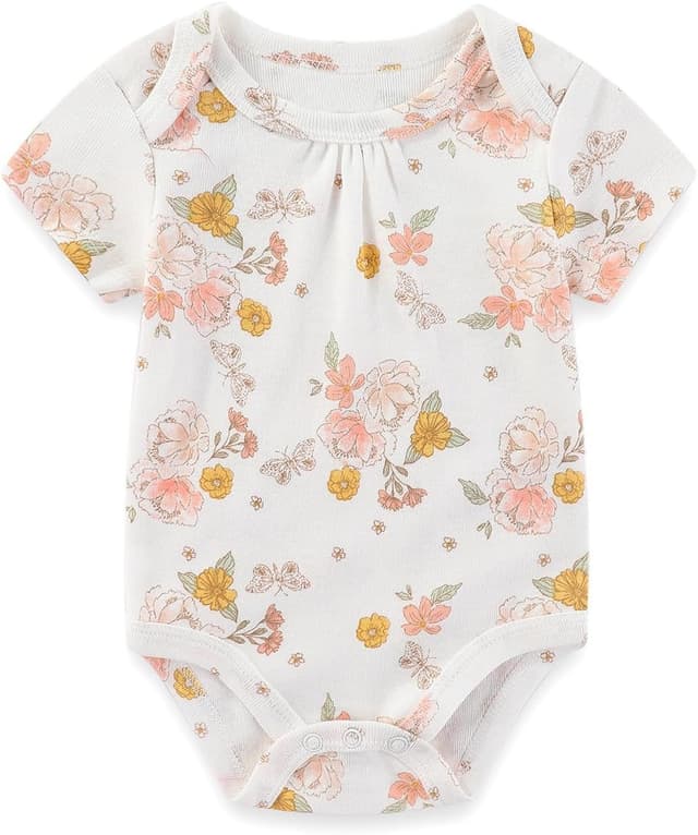 Detalle 2 de MAMIMAKA Newborn cotton short-sleeve bodysuits 5-pack