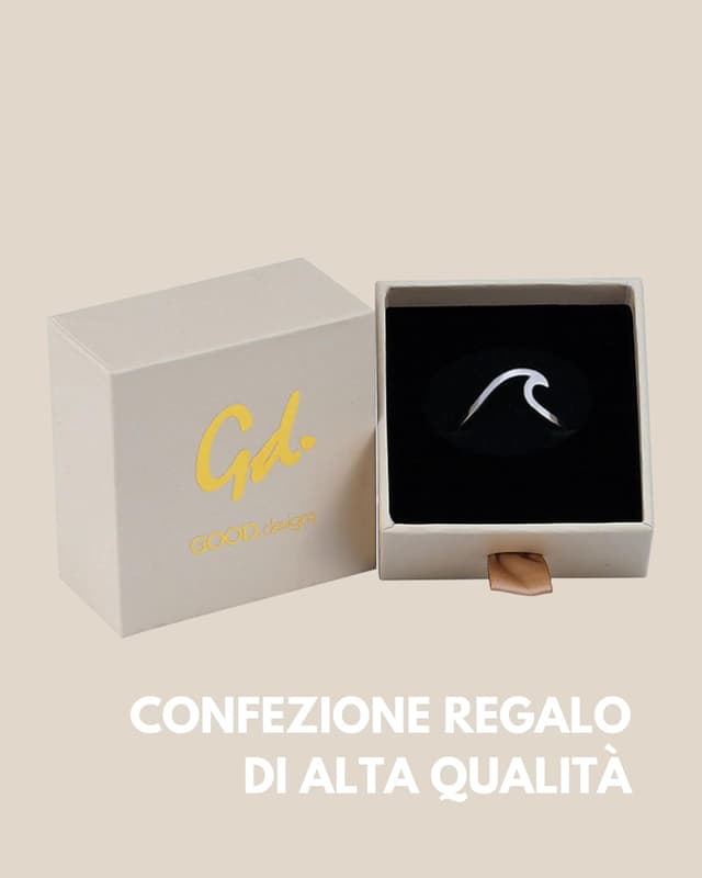 Detalle 2 de GD GOOD.designs Anello ondulato da donna impermeabile regolabile in acciaio inox (oro 18 carati, argento o oro rosa) con confezione regalo