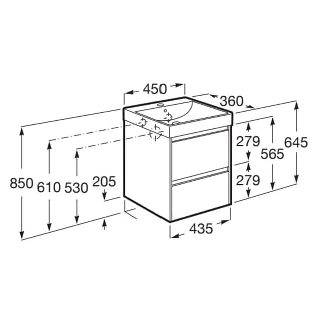 Detalle 2 de Roca Ona mueble de baño compacto 2 cajones