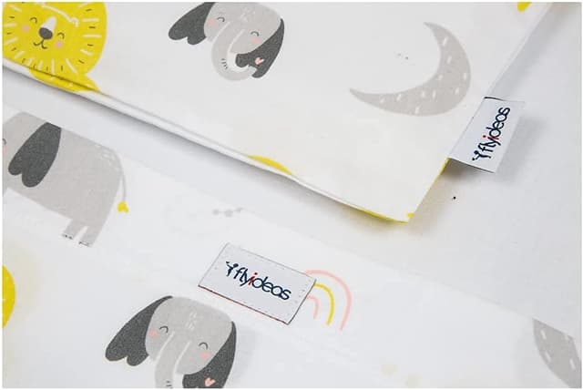 Detalle de FlyIdeas Set completo lenzuola per Next to Me Baby Animals (3 pezzi) in 100% cotone