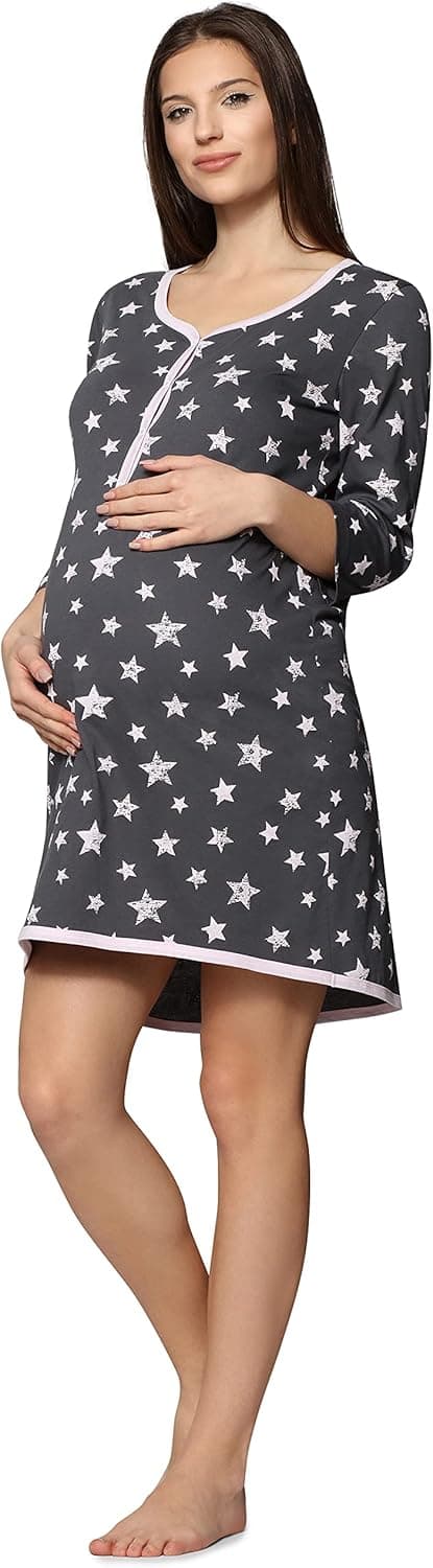 Detalle de Be Mammy Chemise de nuit grossesse, maternité & allaitement en coton