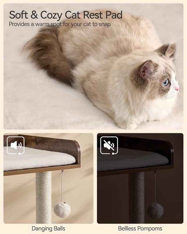 Thumbnail 6 de FourFurPets 111 cm Katzenbaum – moderner Kratzbaumturm für große erwachsene Hauskatzen