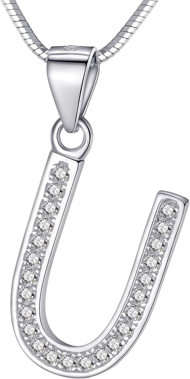 Thumbnail 6 de Collana Morella da donna con ciondolo a lettera in argento 925 rodiato e zirconi bianchi, lunghezza 45 cm