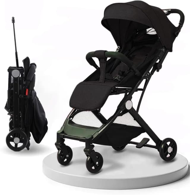 Detalle de BAKAJI Passeggino Easy ultra leggero pieghevole con chiusura facilitata e schienale reclinabile fino a 15 kg (nero)
