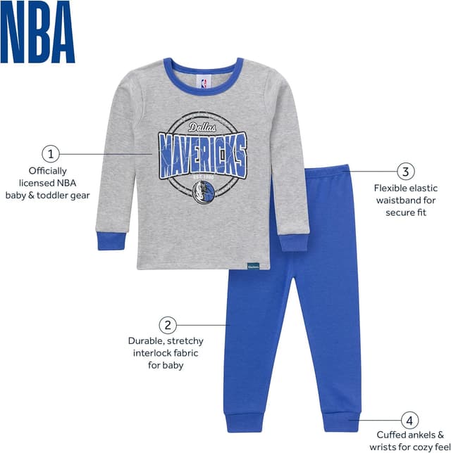 Detalle de Gerber Baby NBA Team Snug Fit Cotton Pajamas (Dallas Mavericks)