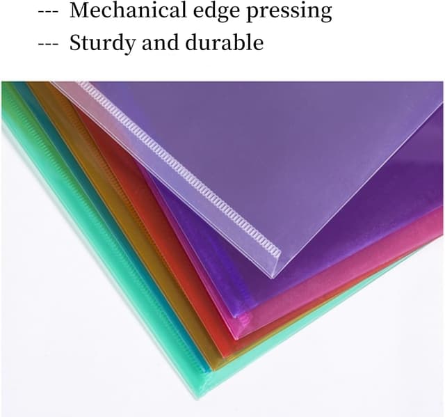 Detalle de ojussa A4 Plastic Wallets 7PCS waterproof folders with button storage (transparent, assorted colours)