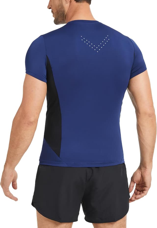 Detalle 2 de AMZSPORT Maglietta a compressione da uomo Cool Dry, maniche corte per allenamento e corsa