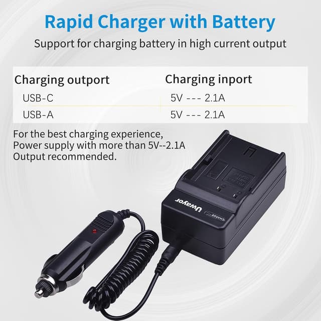 Detalle 1 de Uwayor DMW-BLF19 USB Camera Battery Charger Set for Panasonic Lumix (2600mAh, 7.4V)