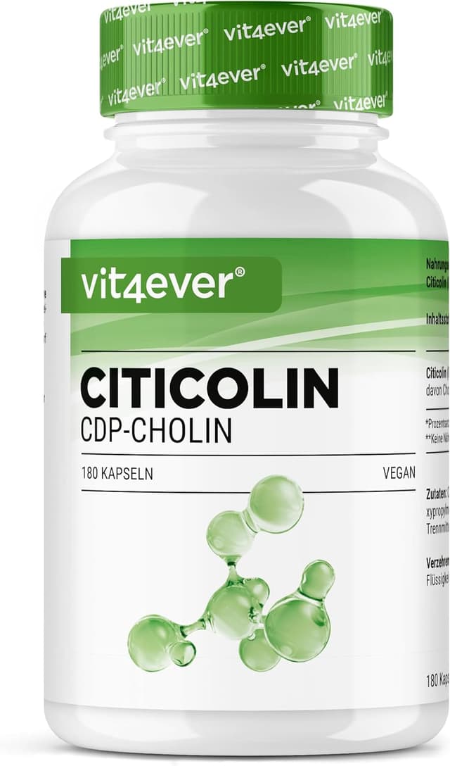 Detalle de vit4ever CDP-Cholin (Citicolin) 250 mg – 180 Kapseln, vegan