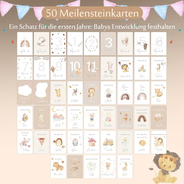 Detalle 2 de Giftota Meilensteinkarten Baby – 50 Karten