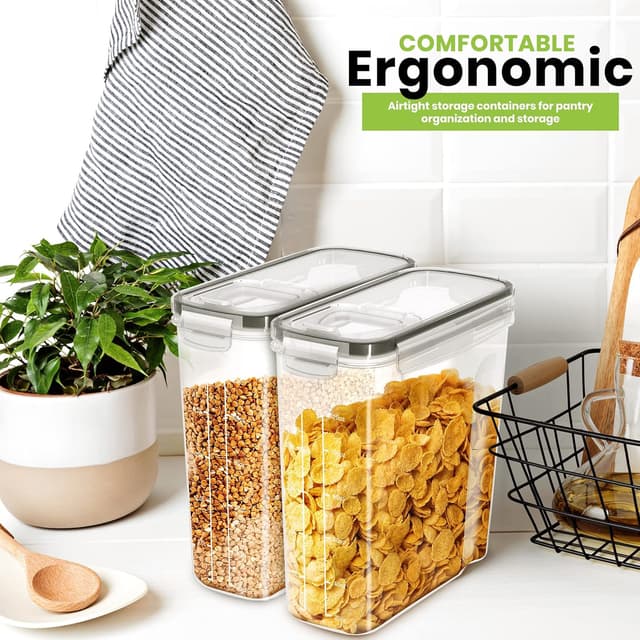 Detalle de Lot de 4 boîtes de rangement cuisine KICHLY (sans BPA) pour farine, sucre, pâtes et céréales