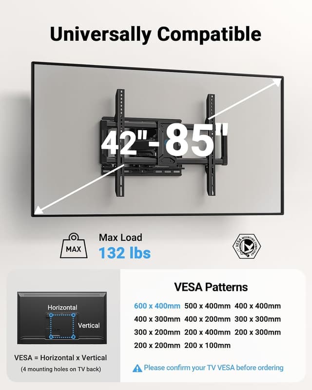 Detalle 2 de Pipishell Full Motion TV Wall Mount 42–85 inch