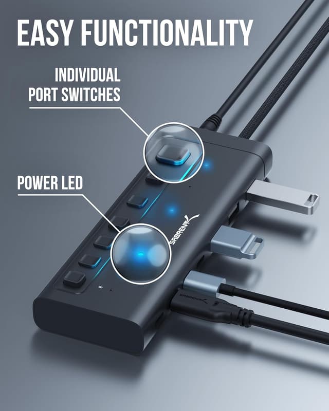 Detalle 2 de Sabrent HB-3A4C Powered USB Hub