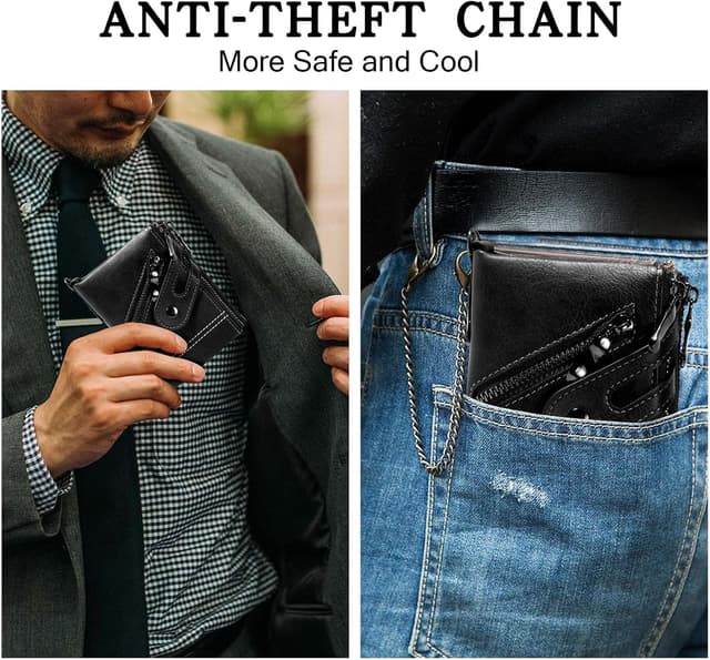 Thumbnail 3 de Men's Wallet with Chain & Zip RFID Blocking 12cm