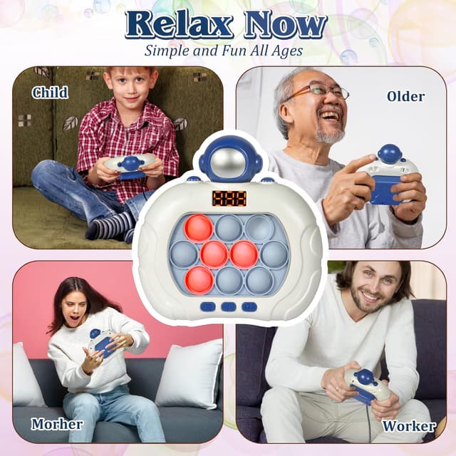 Detalle 2 de GAPER GO Pop Game Light Up Fidget Toy (Astronaut) — LED Screen Handheld Push Pop Puzzle Game for Kids