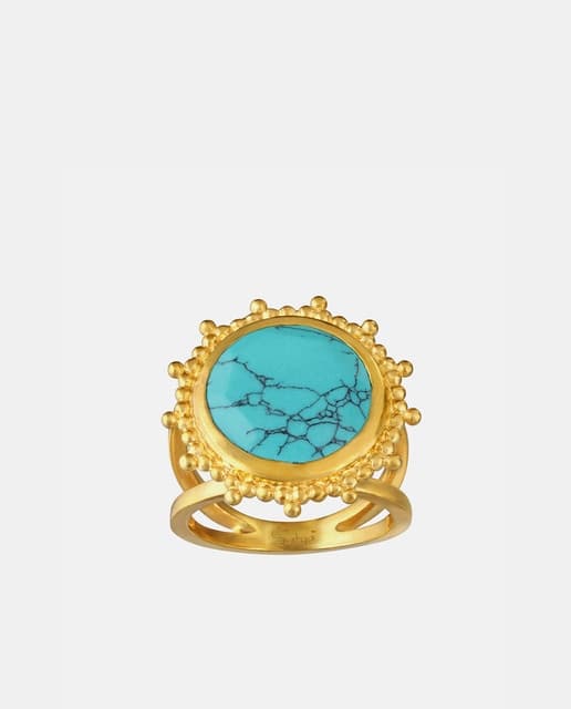 Detalle de Satya Jewelry Anillo Madre Luna con piedra Turquesa 🌙