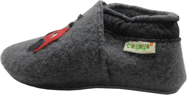 Detalle de SAYOYO Krabbelschuhe aus reiner Schurwolle für Jungen & Mädchen – rutschfeste Gummisohle