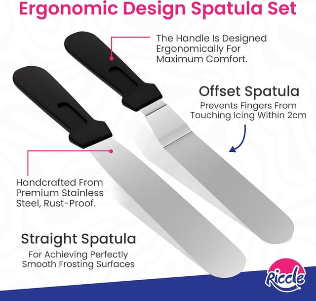 Detalle de Riccle 94-Piece Cake Decorating Kit with Cake Turntable (Piping Tips, Bags, Spatulas & Scrapers)