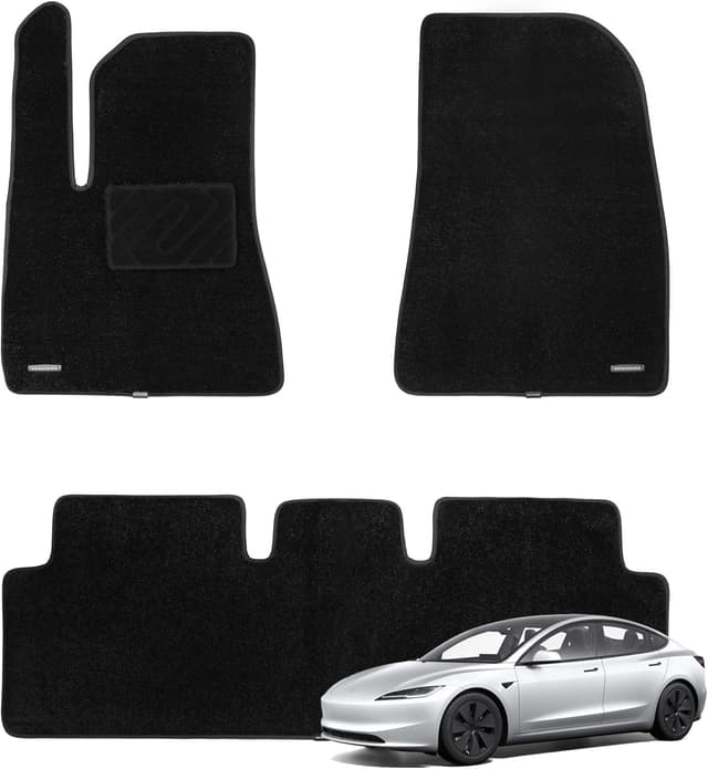 Detalle de WENNEBIRD 0.6-Inch Ultra-Thick Carpet Floor Mats (3-Pc Set) for 2024-2026 Tesla Model 3 (Highland)