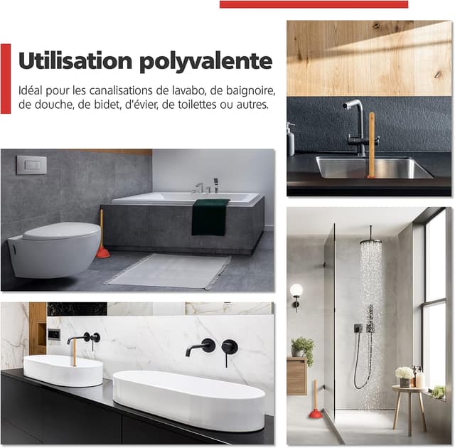 Detalle de Nirox lot de 2 déboucheurs à ventouse (pistons 110 et 140 mm) – sans produits chimiques