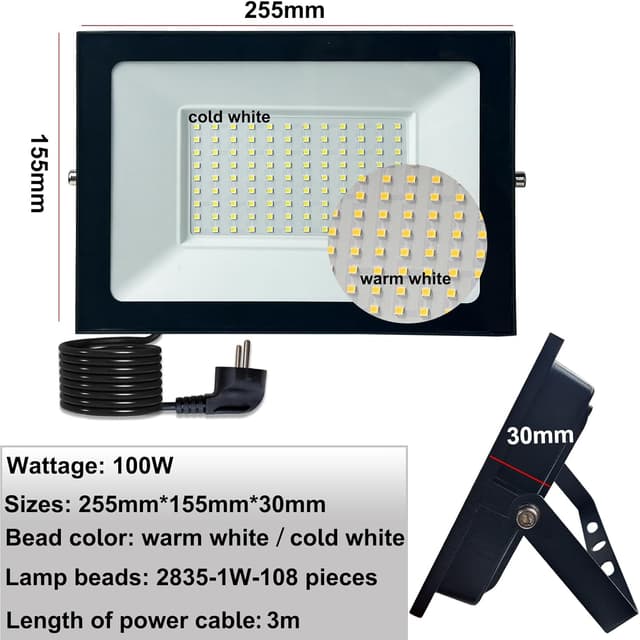 Thumbnail 2 de Hopelit LED Strahler 100W Außen Kaltweiß IP66