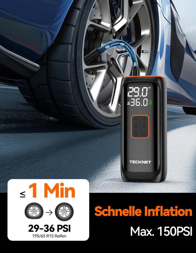 Detalle 2 de TECKNET Akku Kompressor 6000mAh 150 PSI