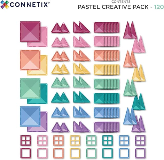 Detalle de Connetix Piastrelle Magnetiche Pastello Creative Pack 120 pezzi