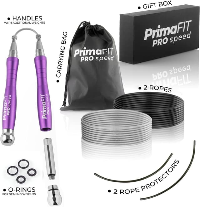 Thumbnail 6 de PrimaFIT Pro Speed Corde à sauter lestée réglable en aluminium (crossfit, HIIT, boxe)