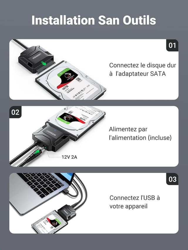 Detalle de UGREEN Adaptateur USB 3.0 SATA 5 Gbps