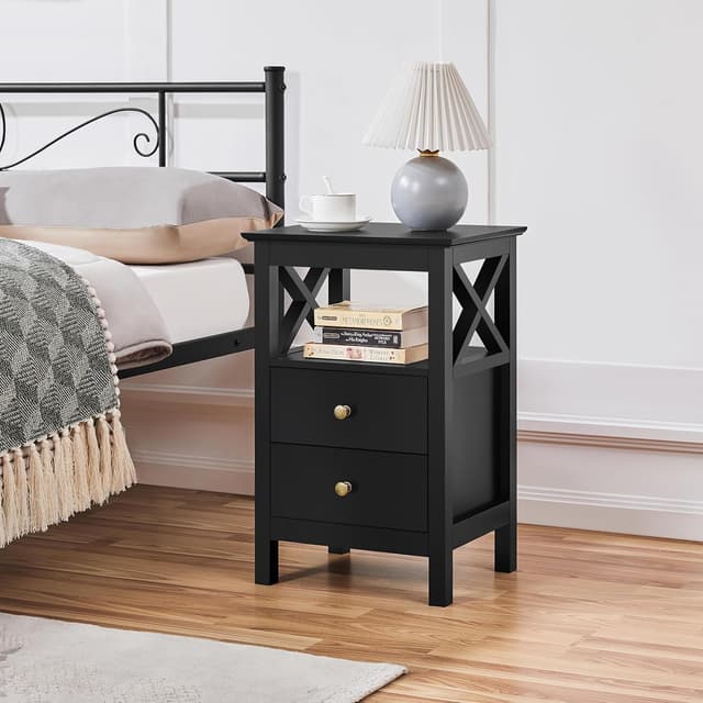 Detalle 2 de Yaheetech Bedside Table 30x40x60cm, black storage