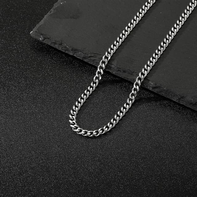 Thumbnail 6 de Aretas Herren Halskette aus Edelstahl (Panzerkette 6 mm) – Cuban Link Chain, Silber, Geschenk für Sohn/Papa