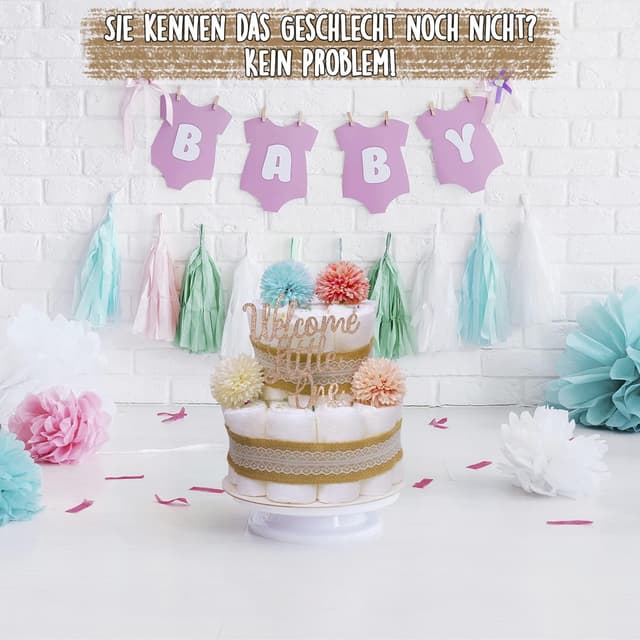 Detalle de MilaBoo® Vintage Windeltorte Neutral – Boho Windeln im 2‑stöckigen Set (26 Stück), Größe 2 (Medium)