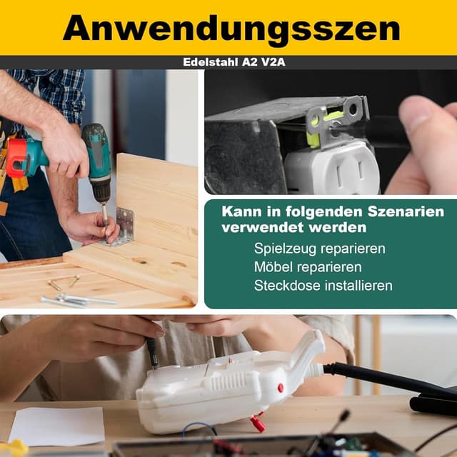 Detalle 1 de Zuyya 20 Senkschrauben M6 x 50 mm Torx aus Edelstahl A2 (Vollgewinde) inkl. Torx-Schlüssel