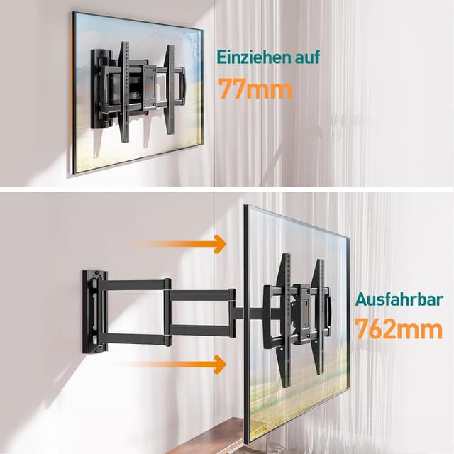 Detalle de ELIVED TV-Wandhalterung EV3037 mit 762 mm Langem Gelenkarm (bis 35 kg) für 42–75" TVs
