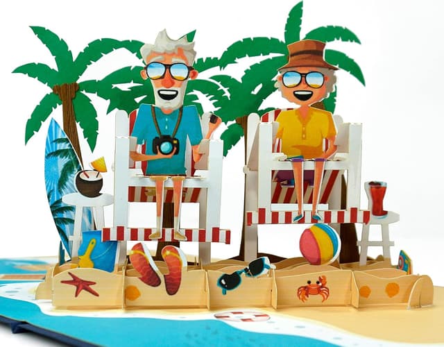 Detalle de CUTPOPUP Beach Funny Couple Anniversary Card – pop-up 3D wedding & anniversary card (5 x 5) with envelope