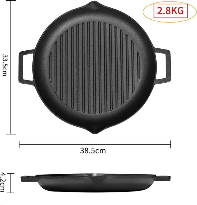 Thumbnail 1 de Velaze Square Cast Iron Griddle Pan (Pre-Seasoned) for Meat, Fish and Vegetables