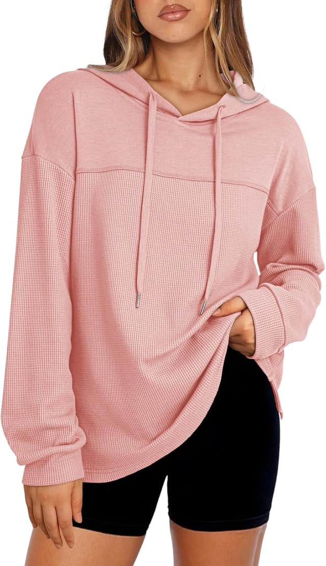 Detalle de Dokotoo Damen Kapuzenpullover Hoodie Langarm aus Waffelstrick mit Taschen – einfarbig, S bis XXL