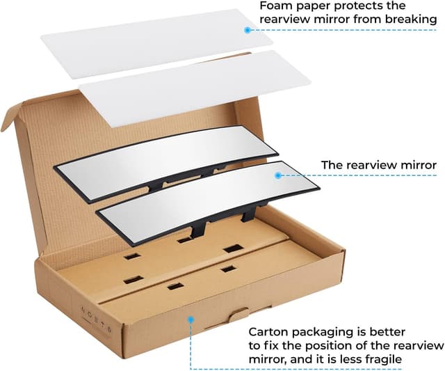Thumbnail 6 de JOYTUTUS Universal 11.81" Panoramic Convex Rear View Mirror (Clear Clip-On)