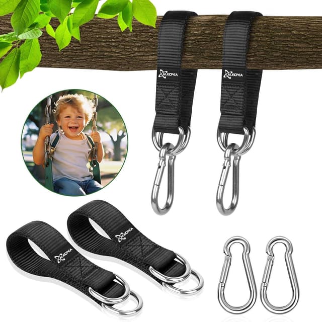 Detalle de ALECPEA 2er-Set Schaukelbefestigung aus Nylon mit Karabinern und D-Ringen (bis 200 kg)