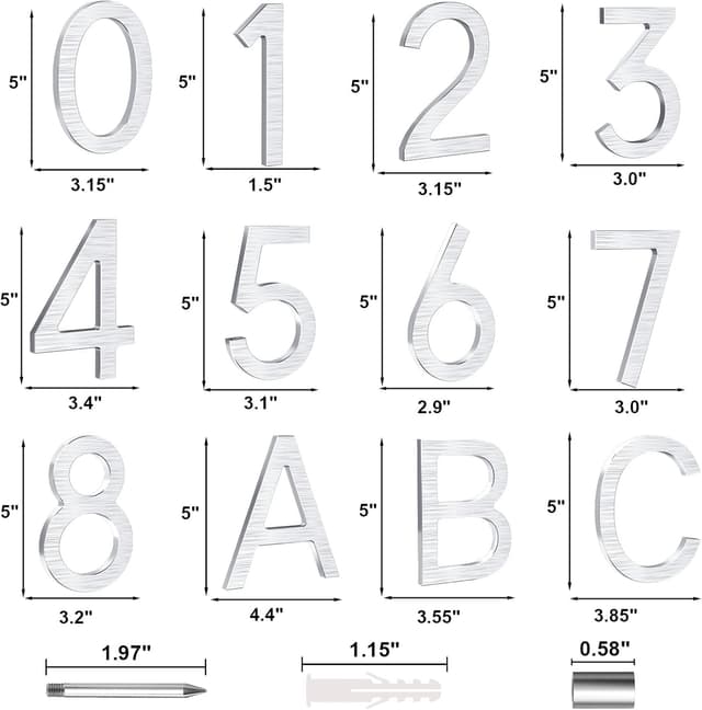 Thumbnail 6 de Numero civico 12,5 cm argento in alluminio