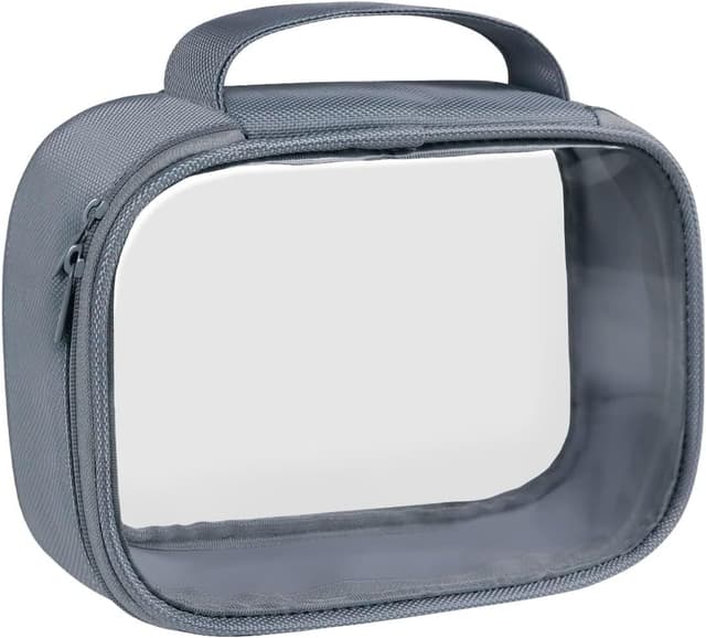 Detalle de Moyad Clear Travel Toiletries Bag with Handle (TSA-approved quart size), transparent airport liquid pouch in grey