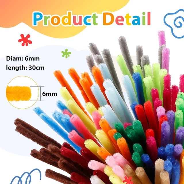 Detalle de Caydo 500-Piece Macaroon Pipe Cleaners (Soft Chenille Stems) for Easter Crafts & DIY Flowers