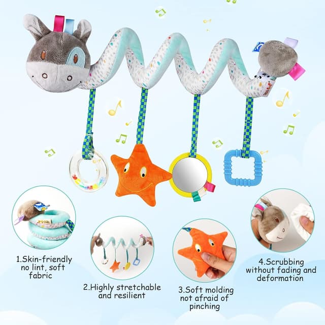 Detalle 2 de Vicloon Giocattolo a spirale per passeggino con sonagli e specchio